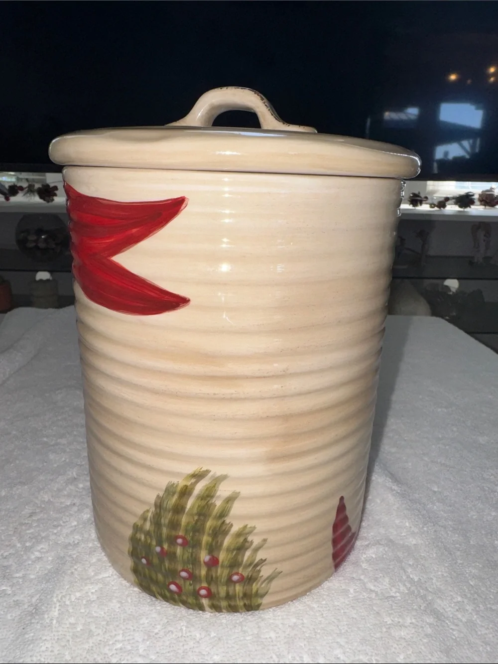 Darío Farrucci Festive Red Poinsettia Ceramic Holiday Canister